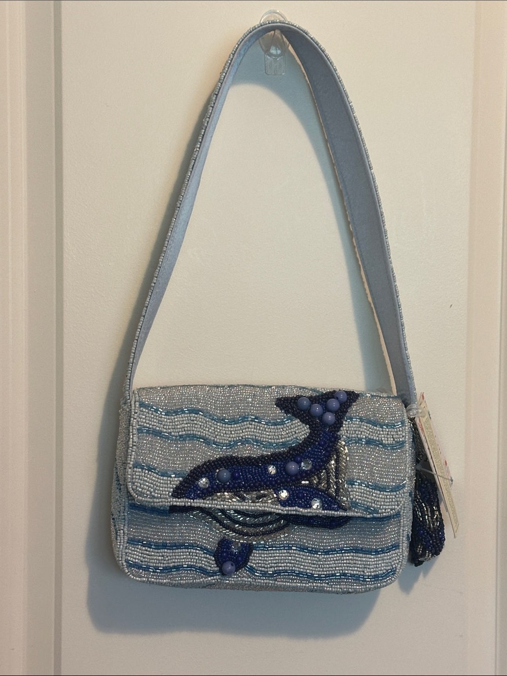 NEW RELEASE Made In India Beaded Blue Whale Bag With Charm NWT